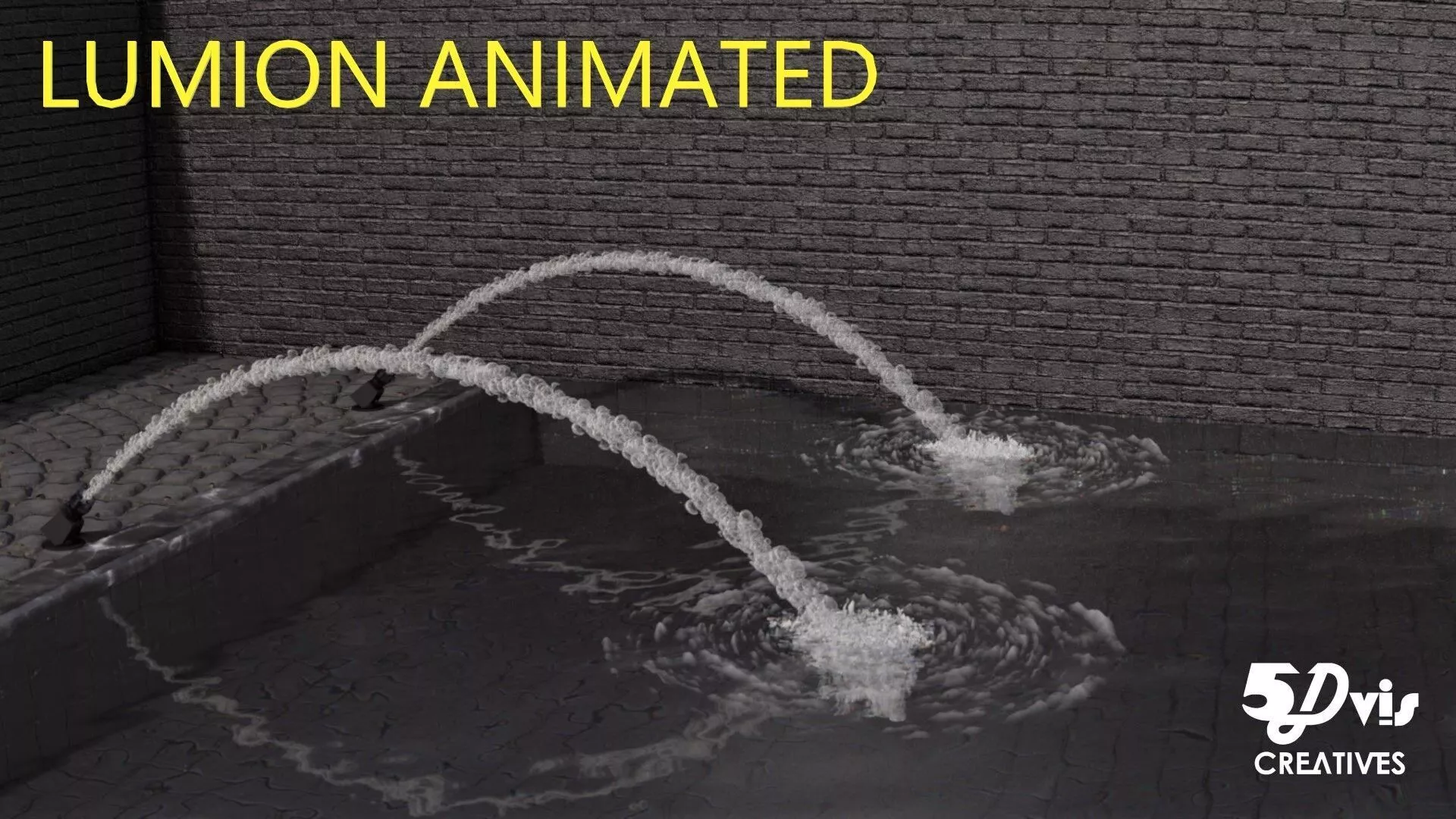 LUMION ANIMATED FOUNTAIN jet arc fountain LOW ANGLE FLOW FROTH 3D model