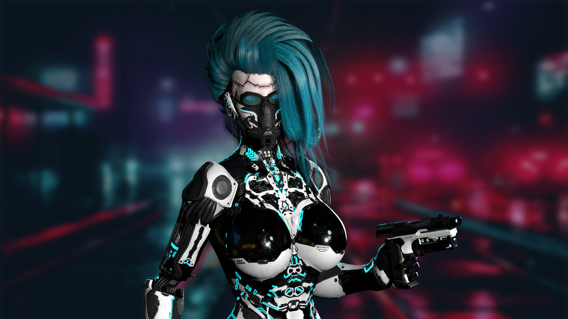 Robot Girl 2 Low-poly 3D model_3