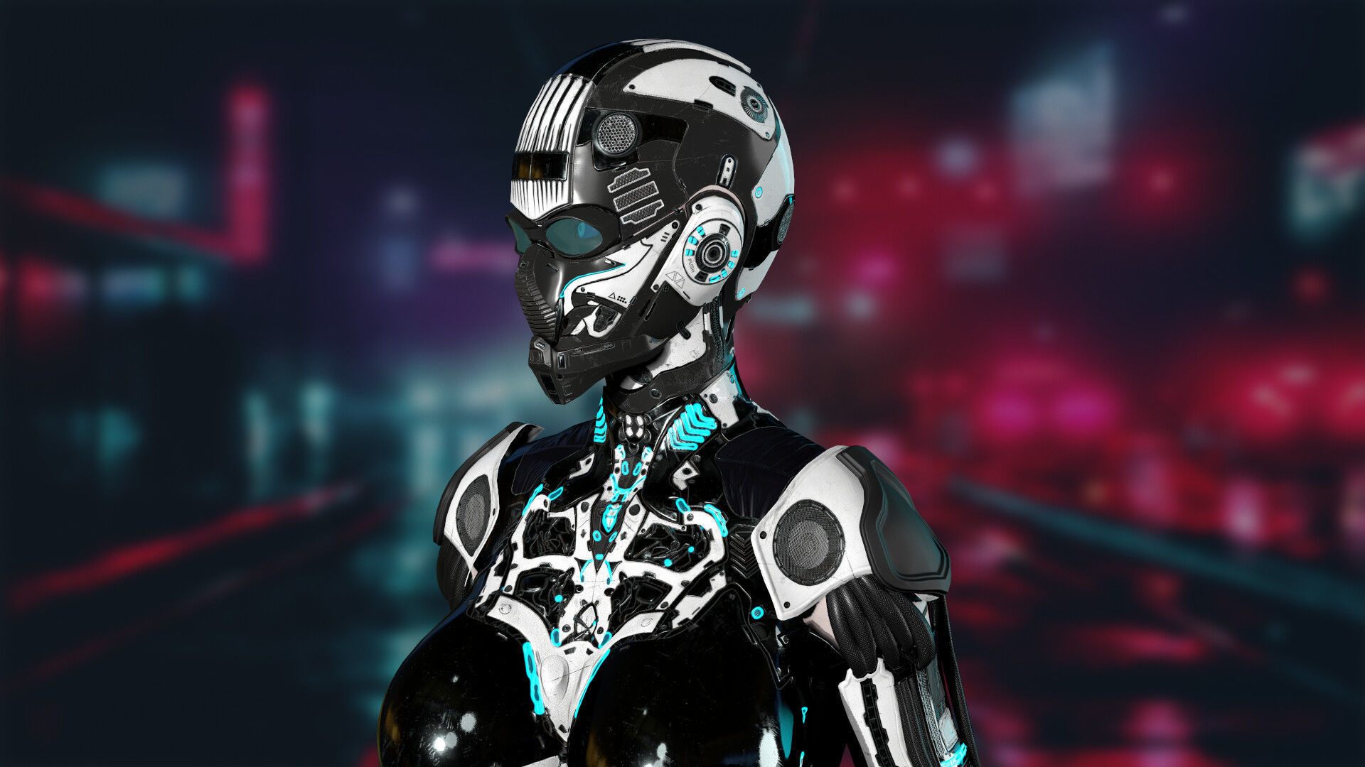 Robot Girl 2 Low-poly 3D model_7