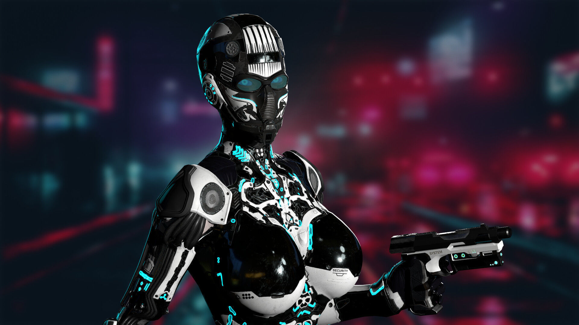 Robot Girl 2 Low-poly 3D model_8