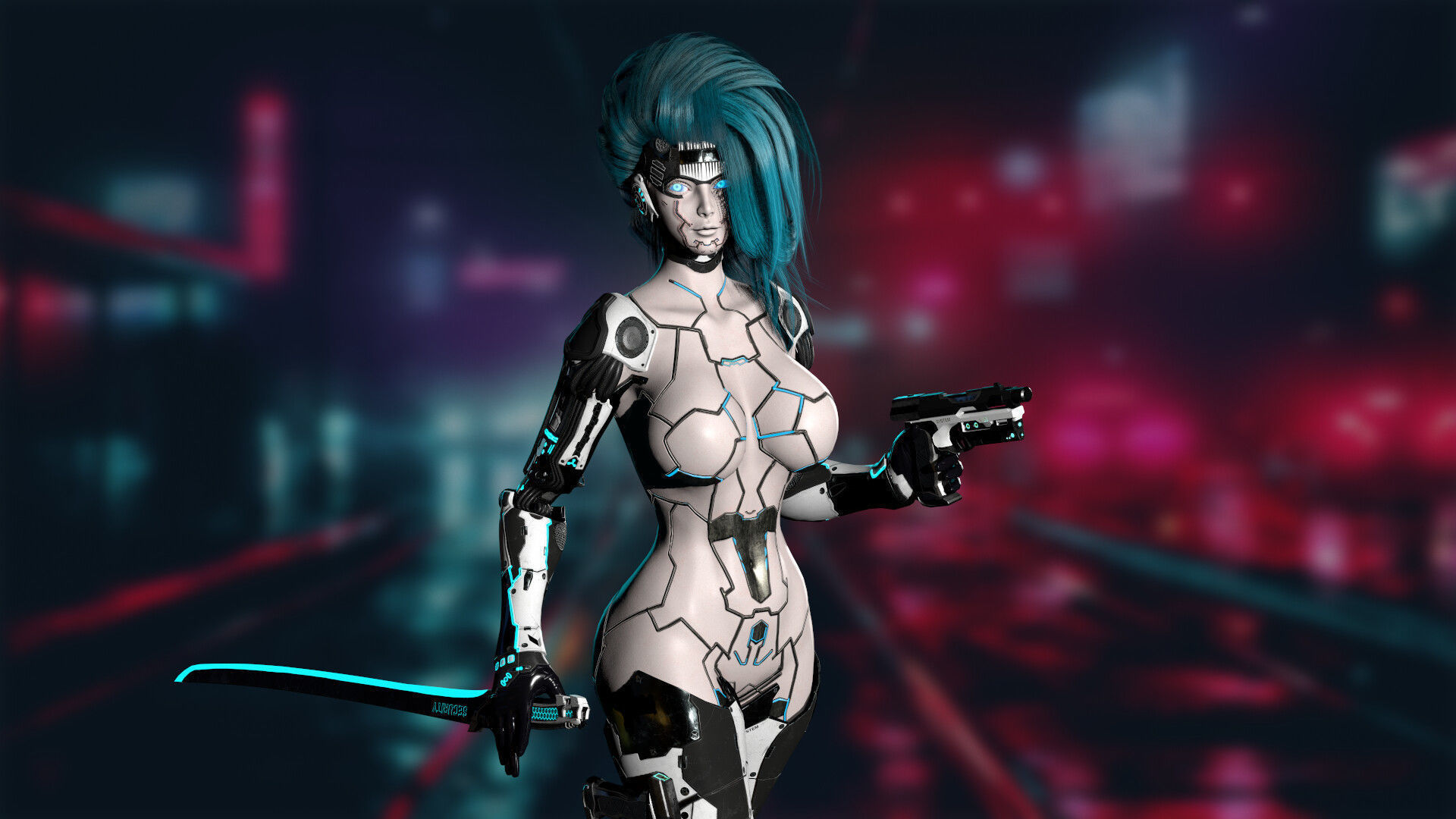 Robot Girl 2 Low-poly 3D model_10