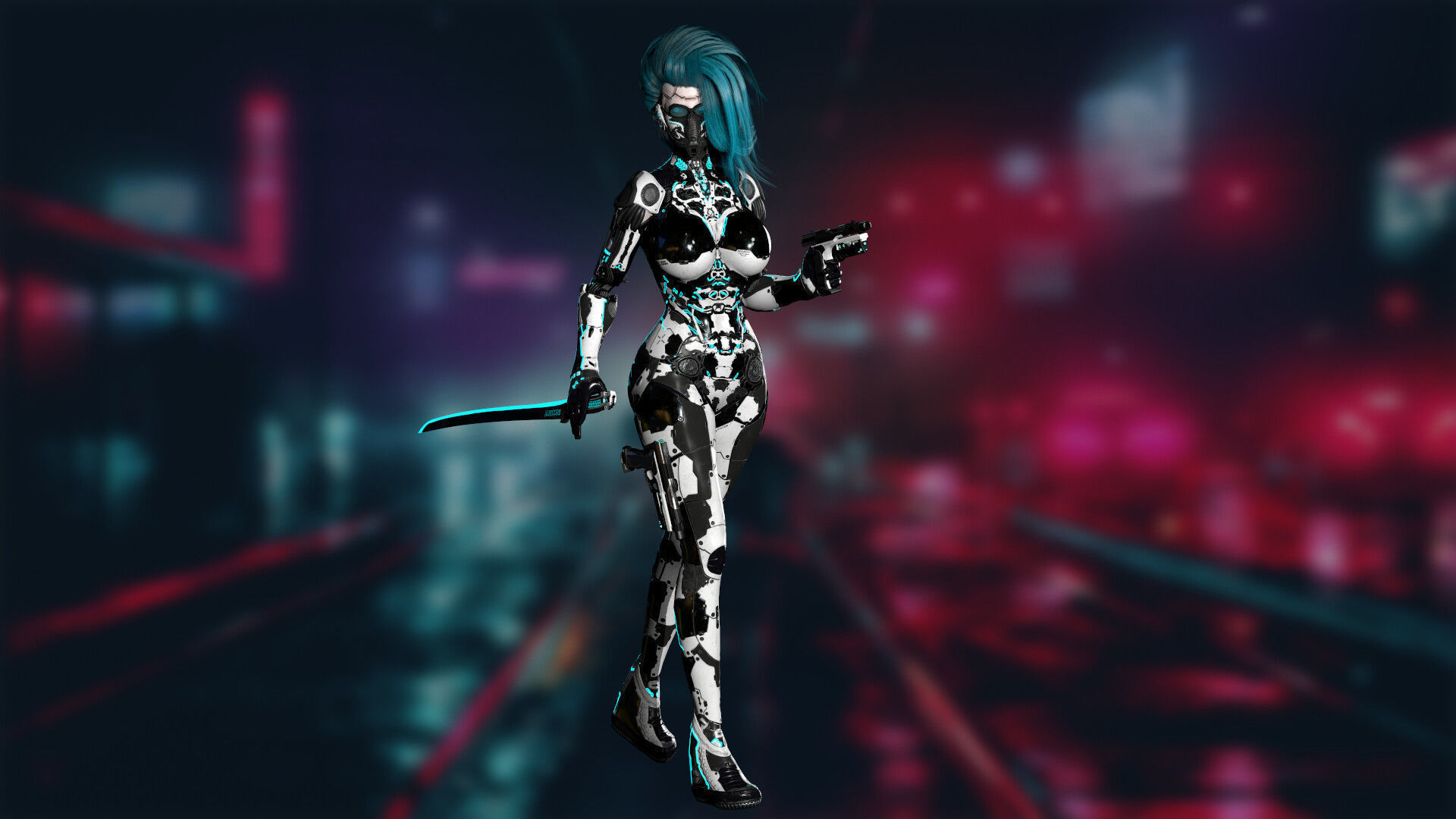 Robot Girl 2 Low-poly 3D model_6