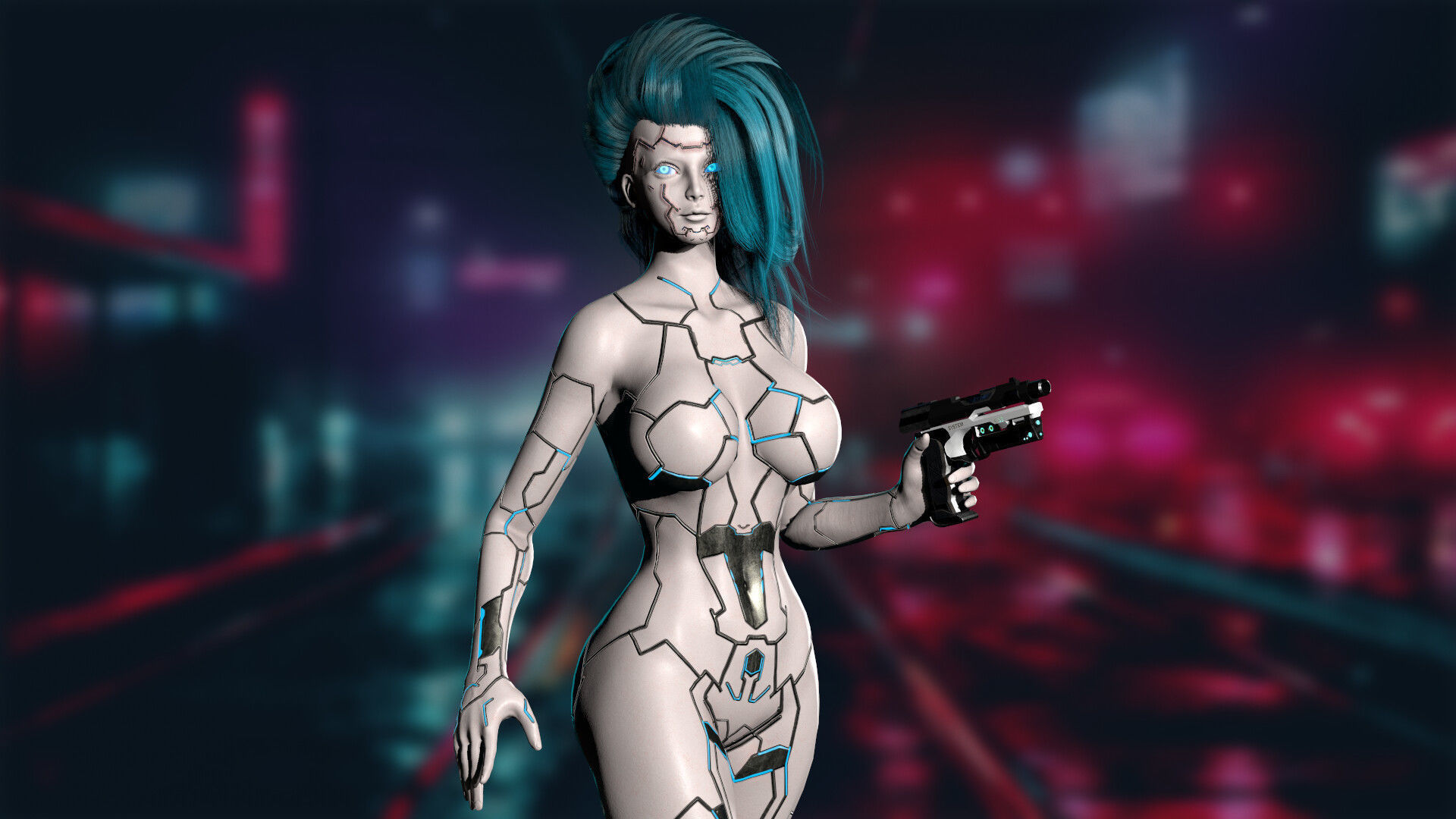 Robot Girl 2 Low-poly 3D model_12