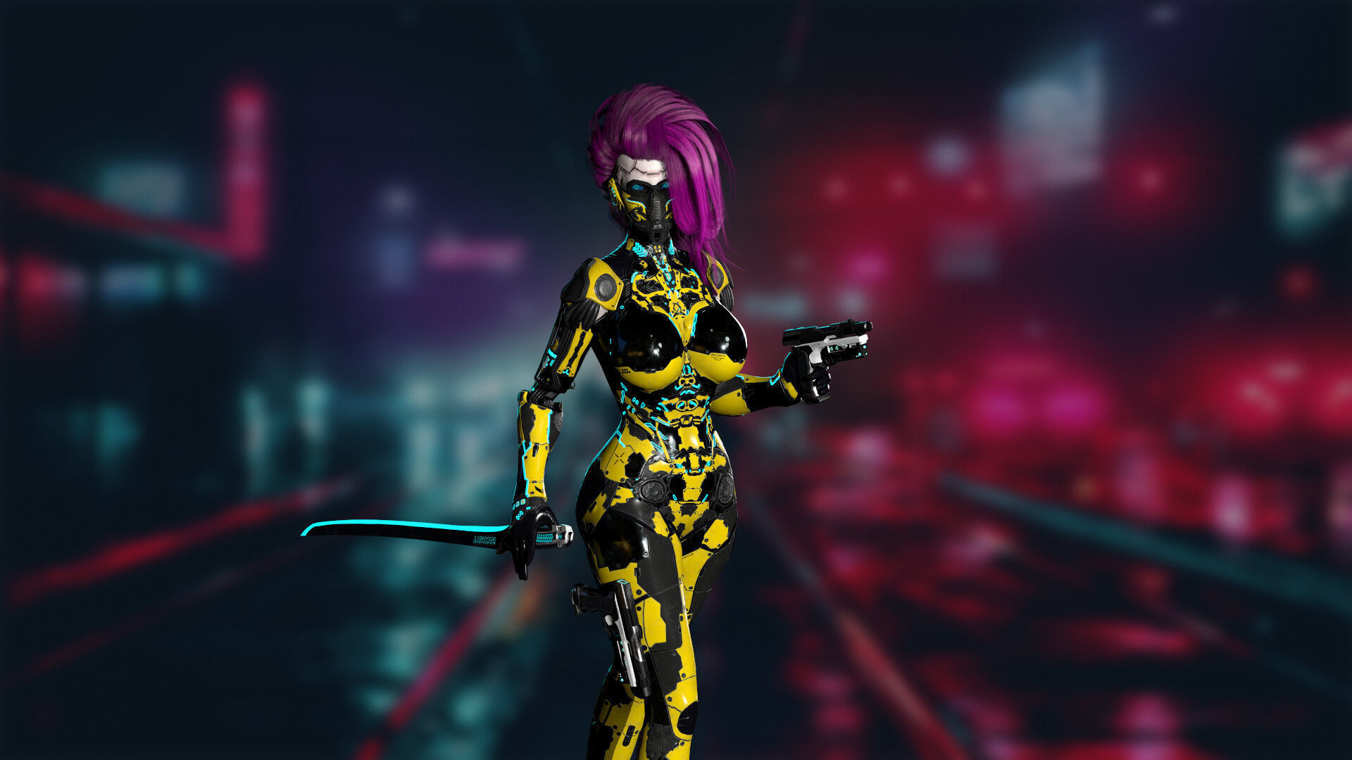 Robot Girl 2 Low-poly 3D model_13