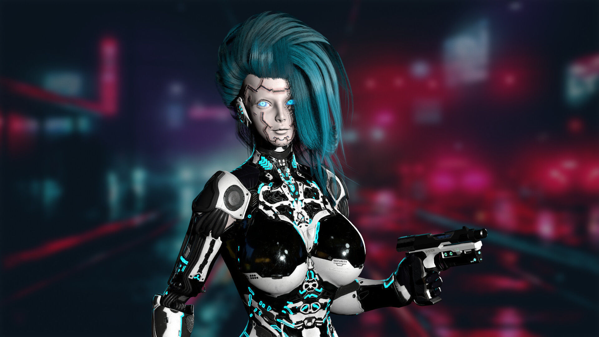 Robot Girl 2 Low-poly 3D model_4