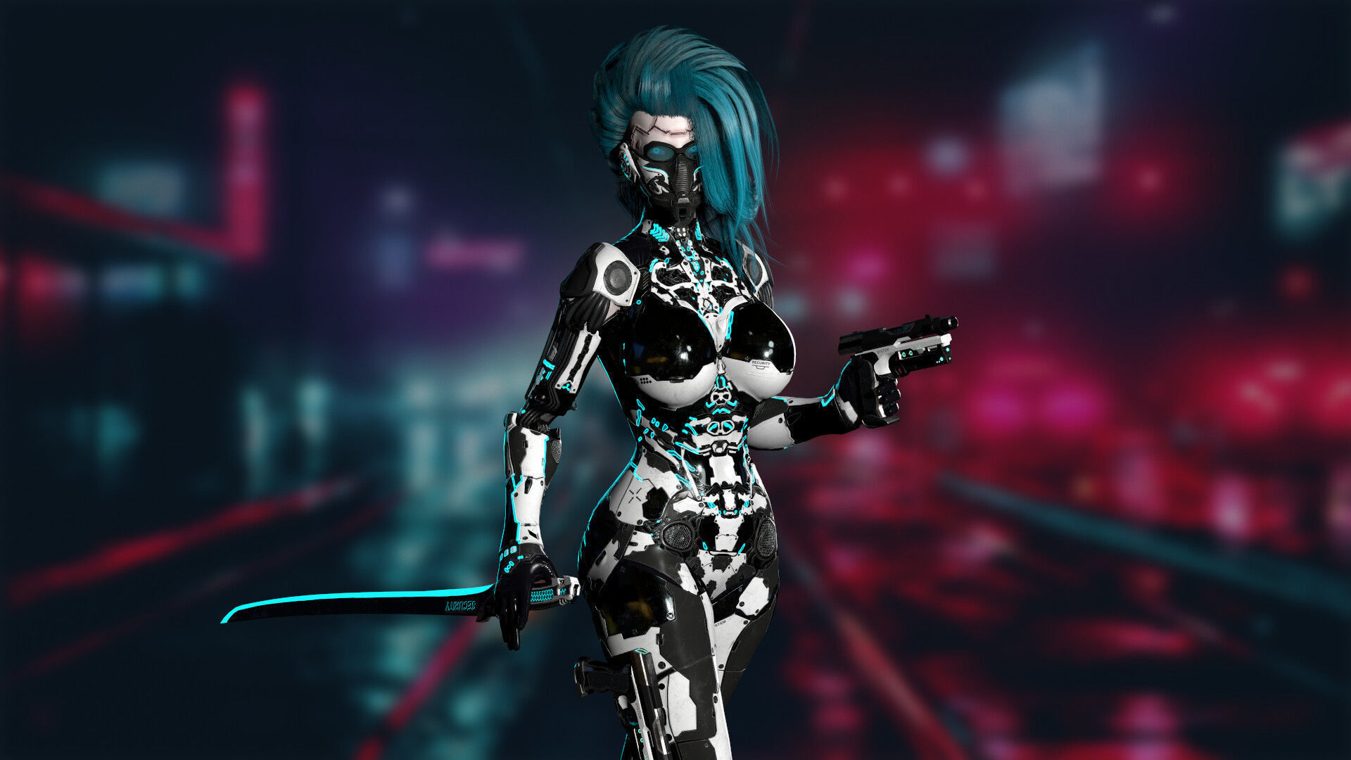 Robot Girl 2 Low-poly 3D model_5