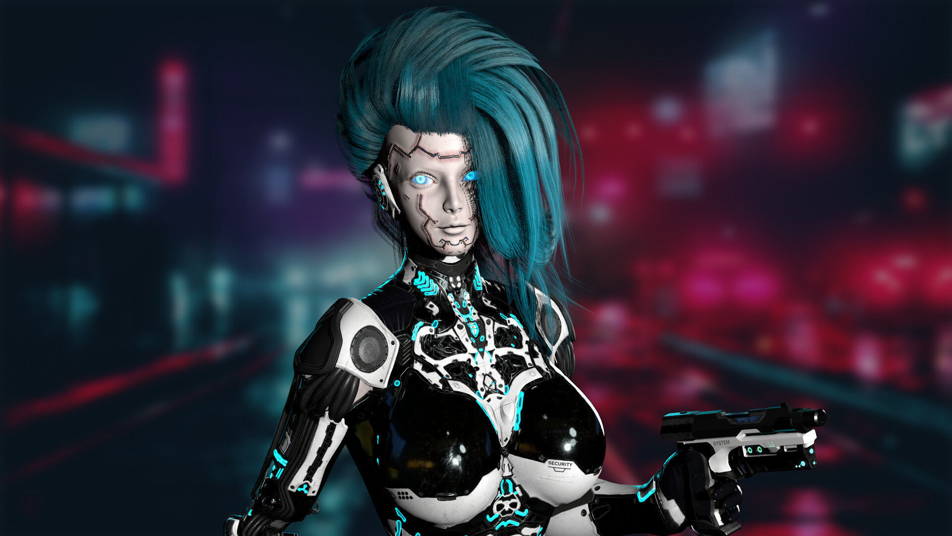 Robot Girl 2 Low-poly 3D model_9