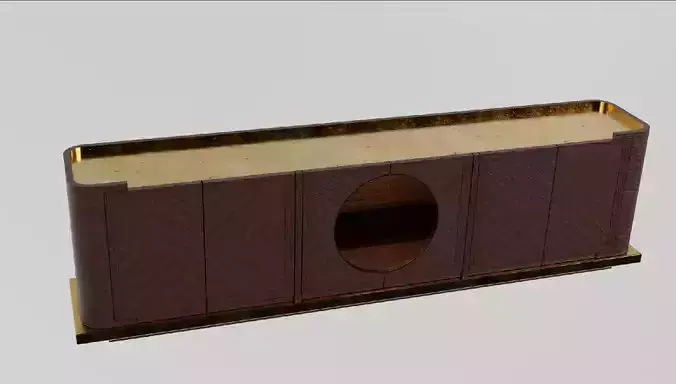 Sideboard gold console with hole in middle