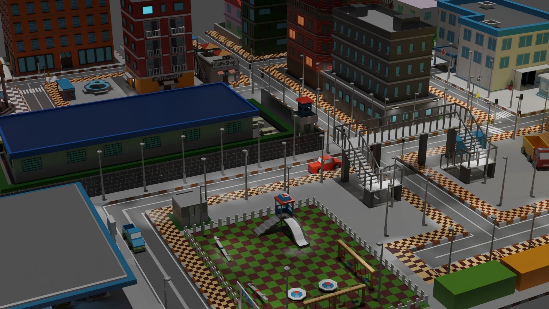 Lowpoly Industrial City Low-poly 3D model_19