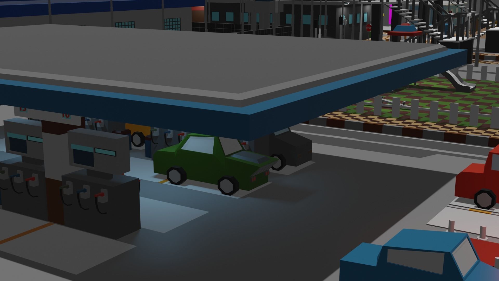 Lowpoly Industrial City Low-poly 3D model_11