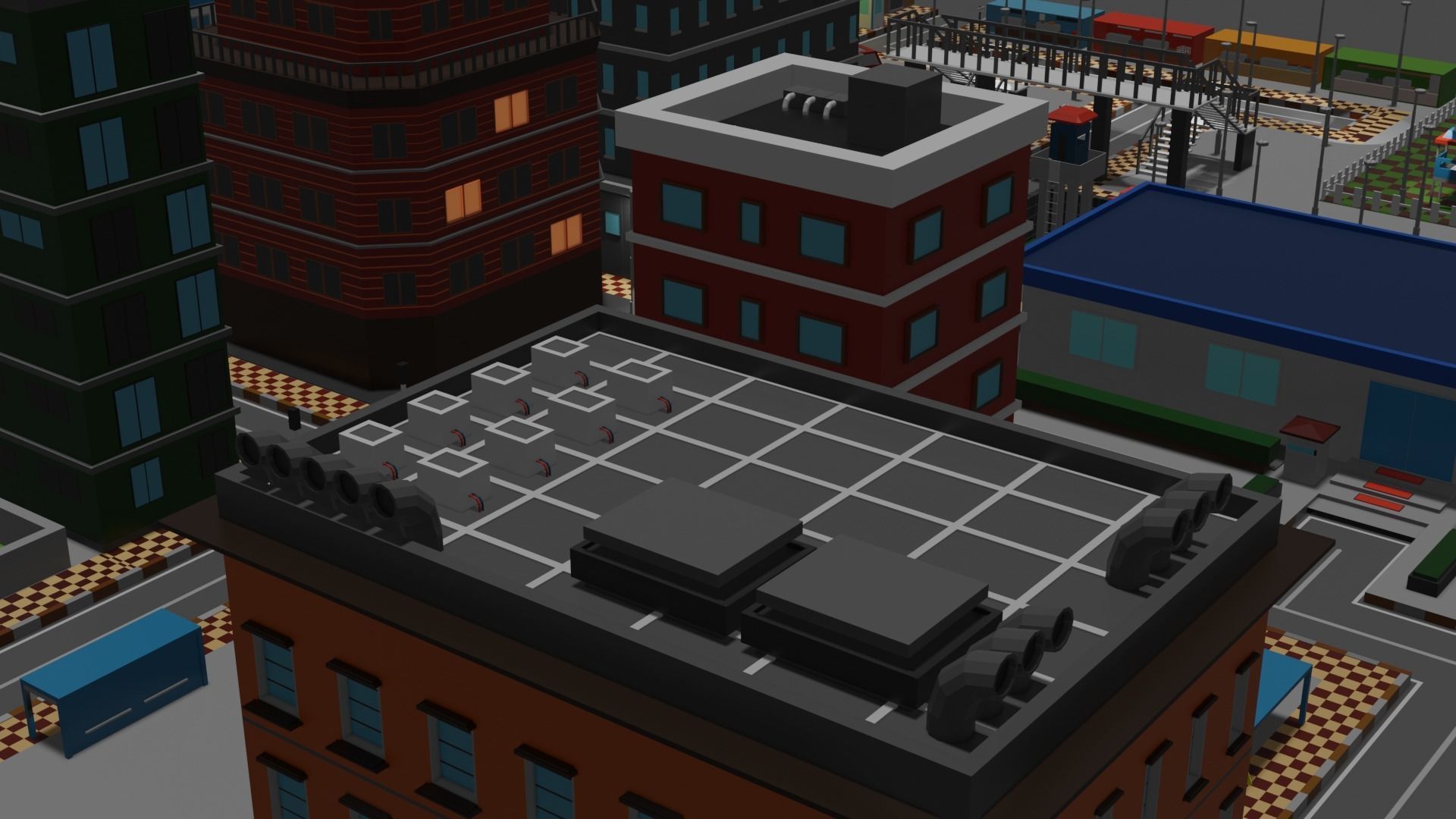 Lowpoly Industrial City Low-poly 3D model_2