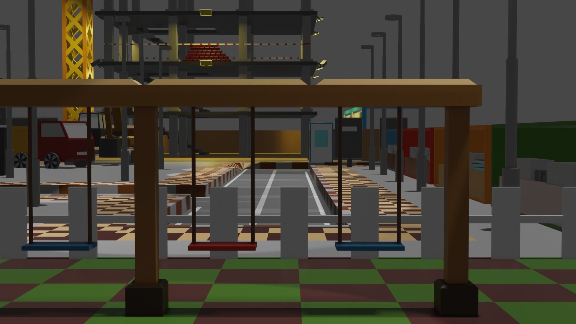 Lowpoly Industrial City Low-poly 3D model_9