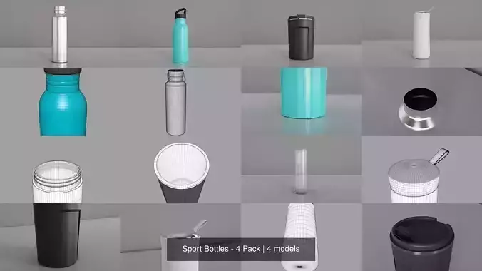 Sport Bottles - 4 Pack 3D Model Collection