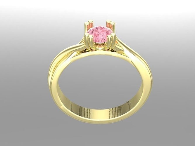Rings engagement ring with stone 3D print model