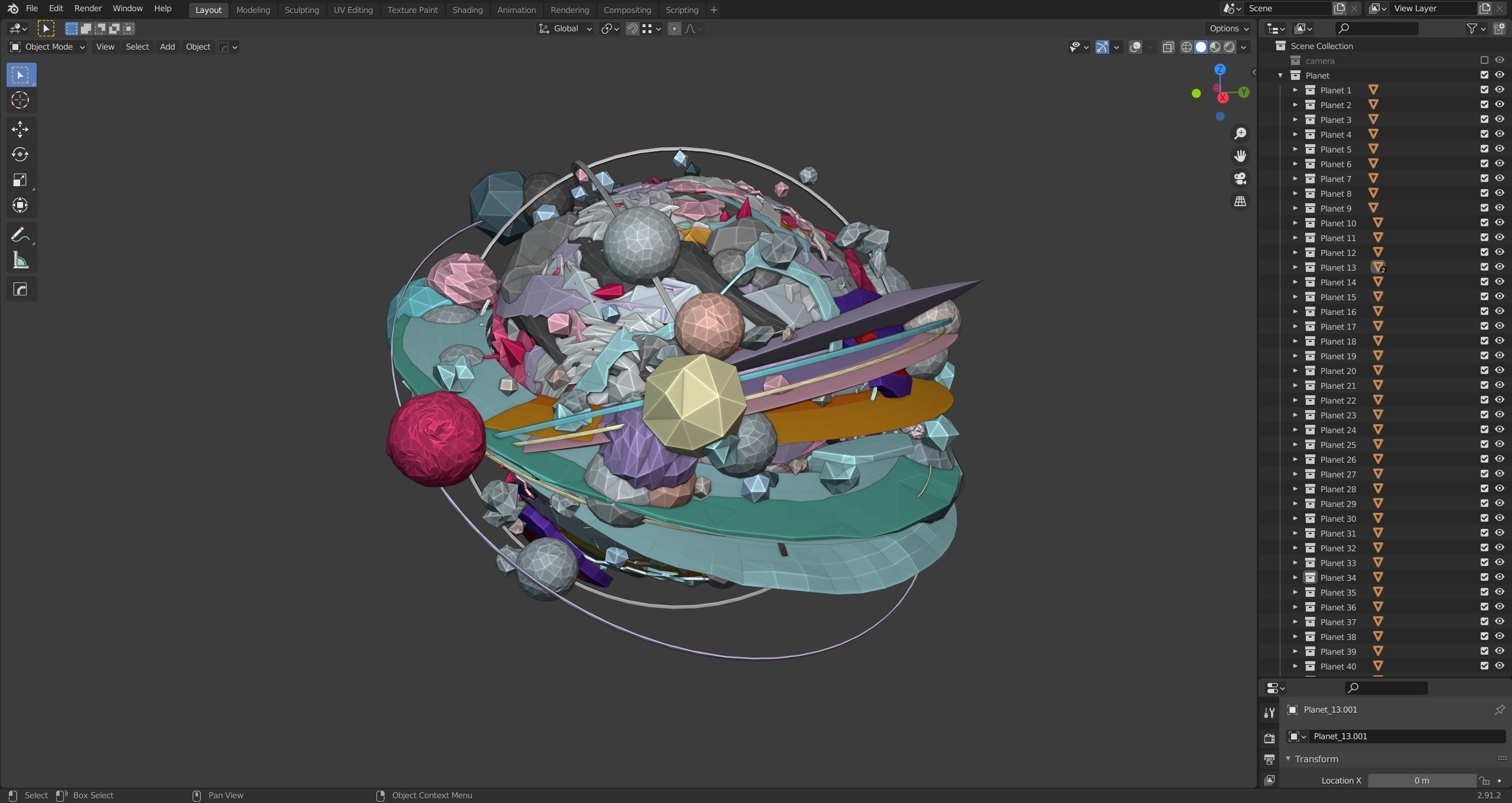 Planets Low-poly 3D model_52