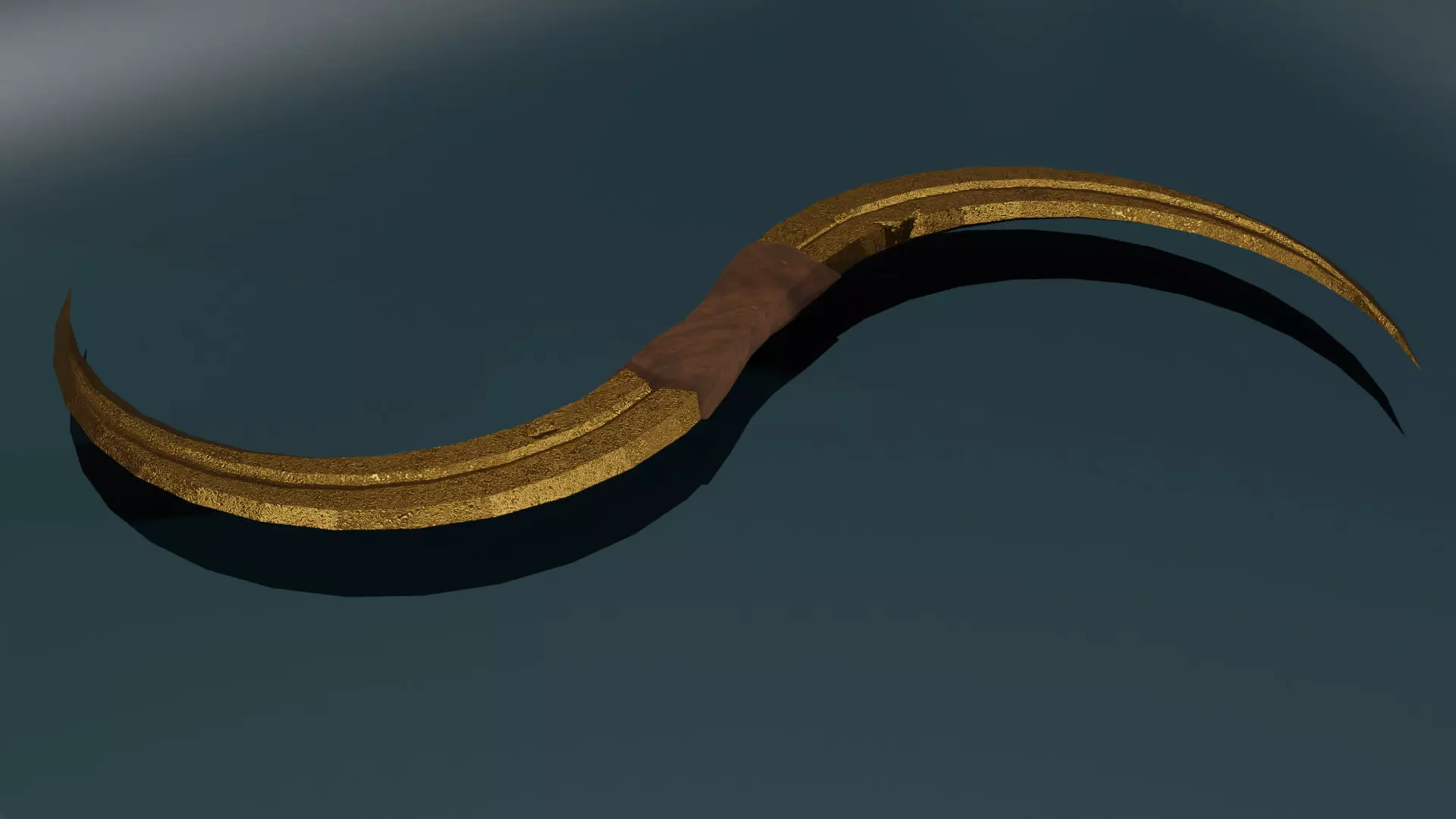 game ready low poly sword golden horn Free low-poly 3D model_0