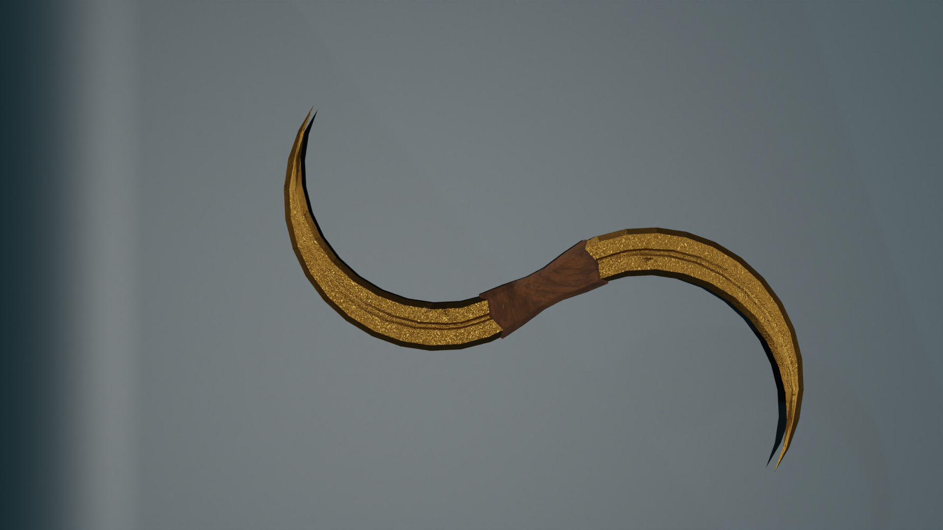 game ready low poly sword golden horn Free low-poly 3D model_1