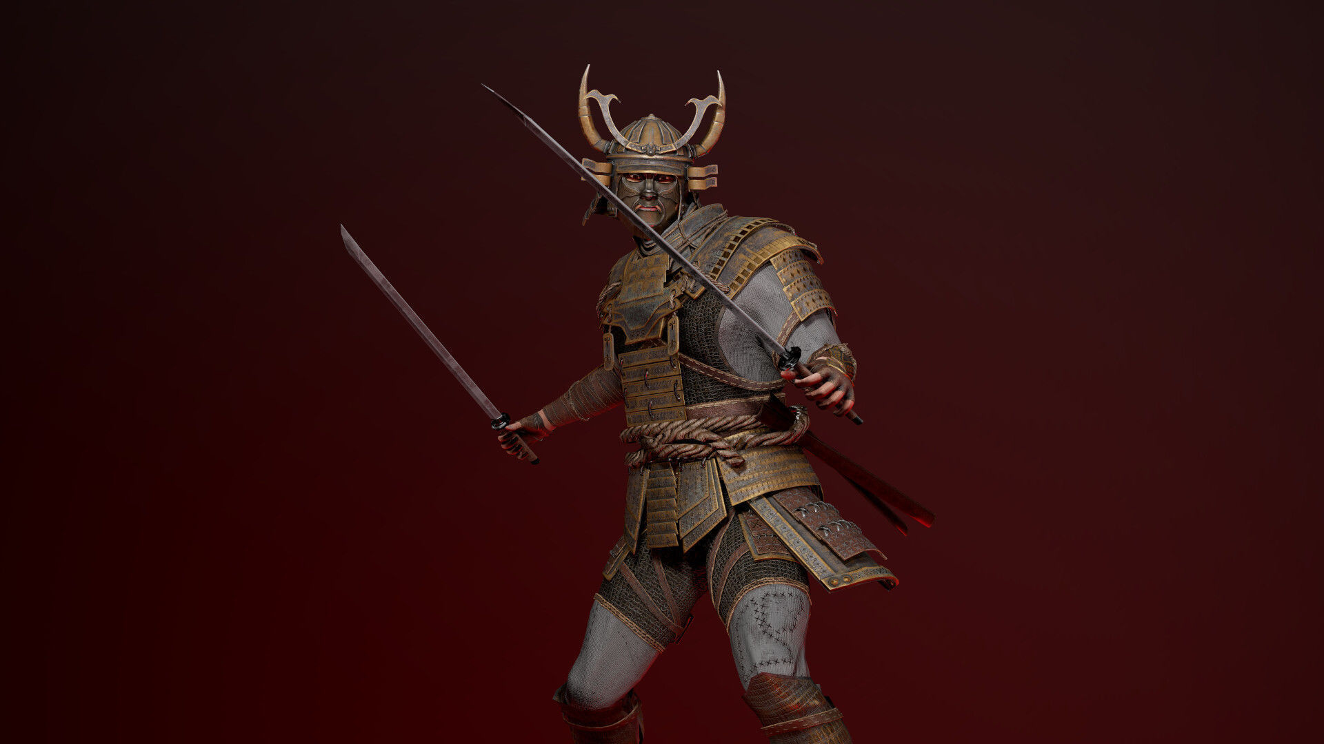 Samurai Boss Low-poly 3D model_11