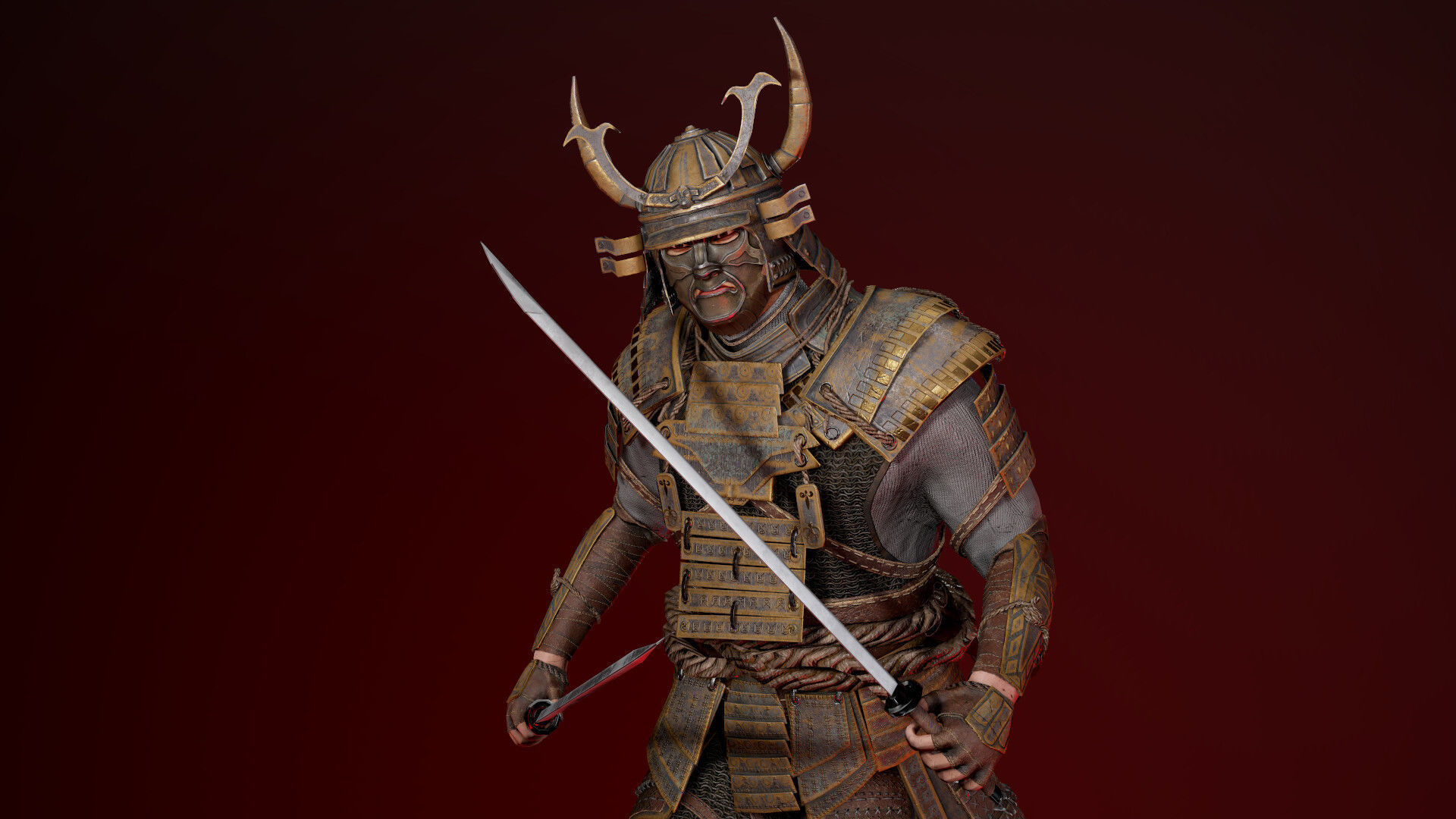 Samurai Boss Low-poly 3D model_13