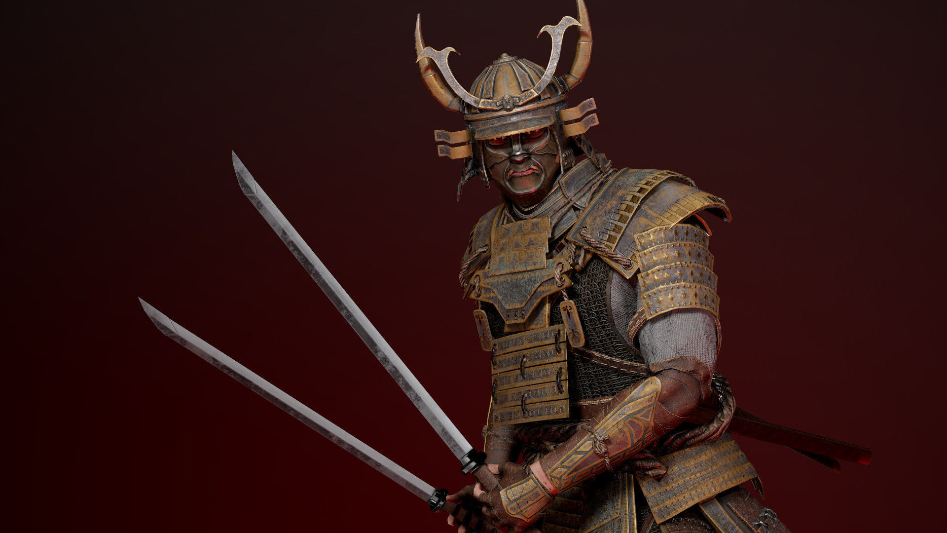 Samurai Boss Low-poly 3D model_14