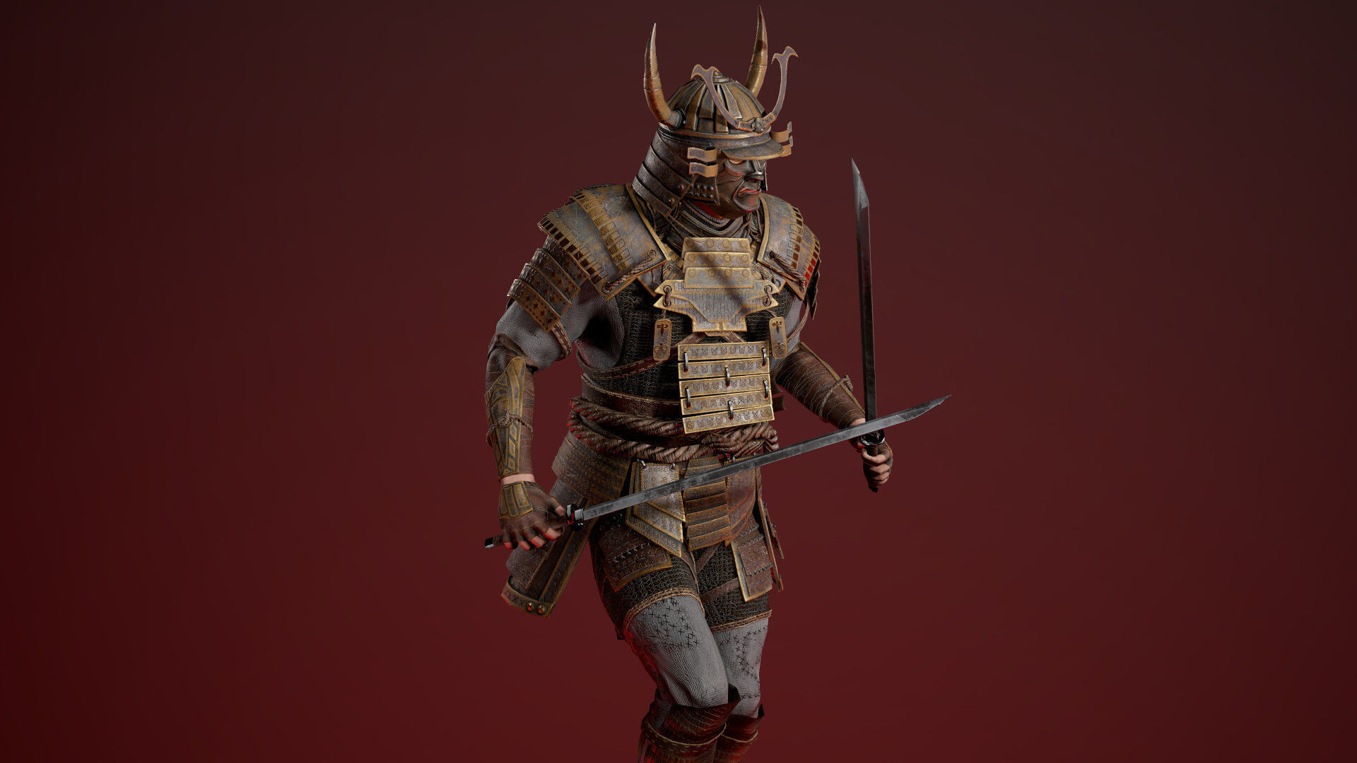 Samurai Boss Low-poly 3D model_9