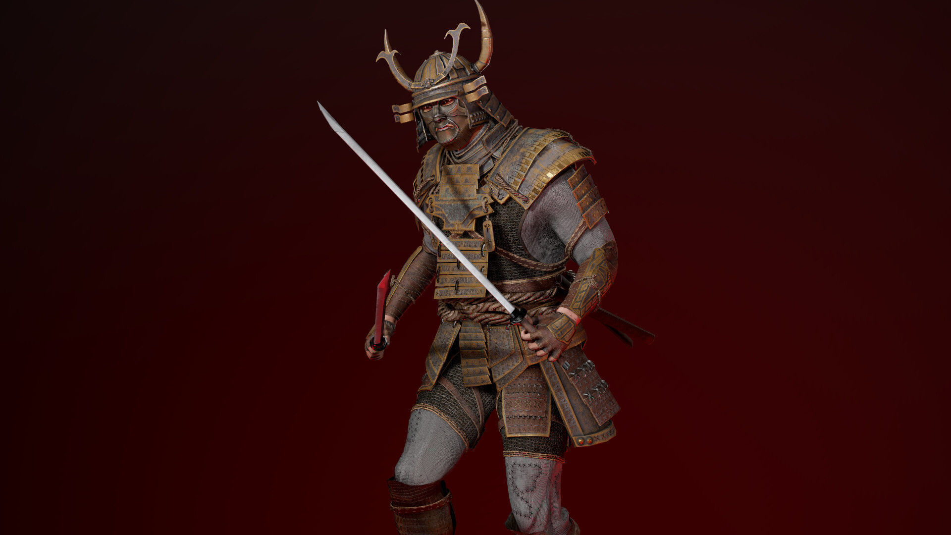 Samurai Boss Low-poly 3D model_10