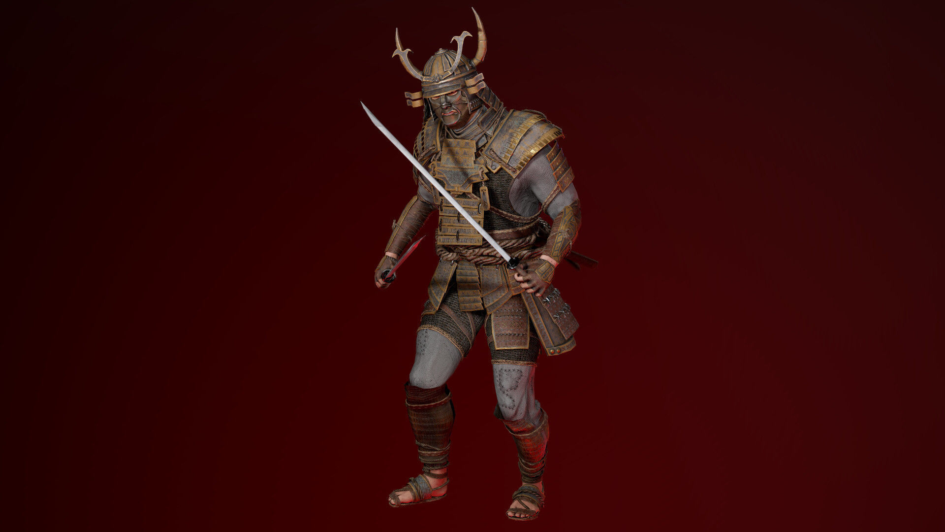 Samurai Boss Low-poly 3D model_12