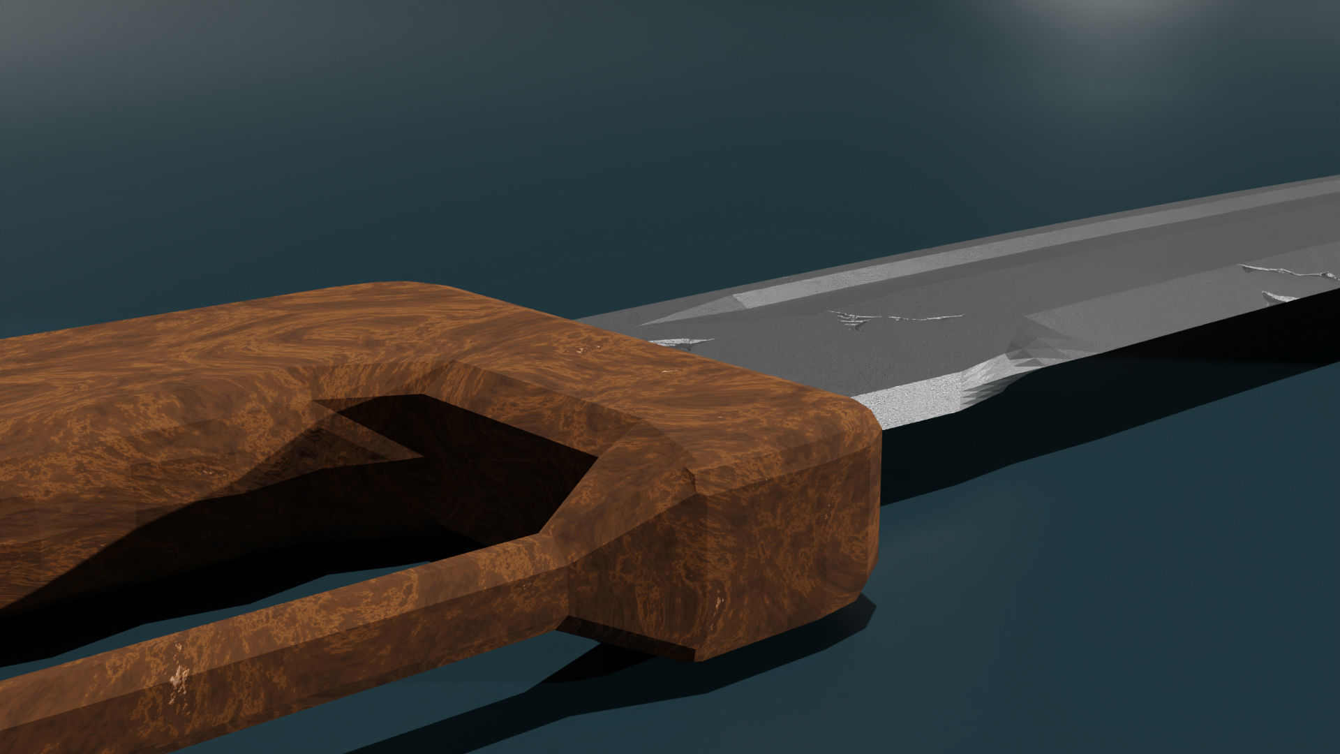 game ready low poly sword knife with wooden handle Free low-poly 3D model_3