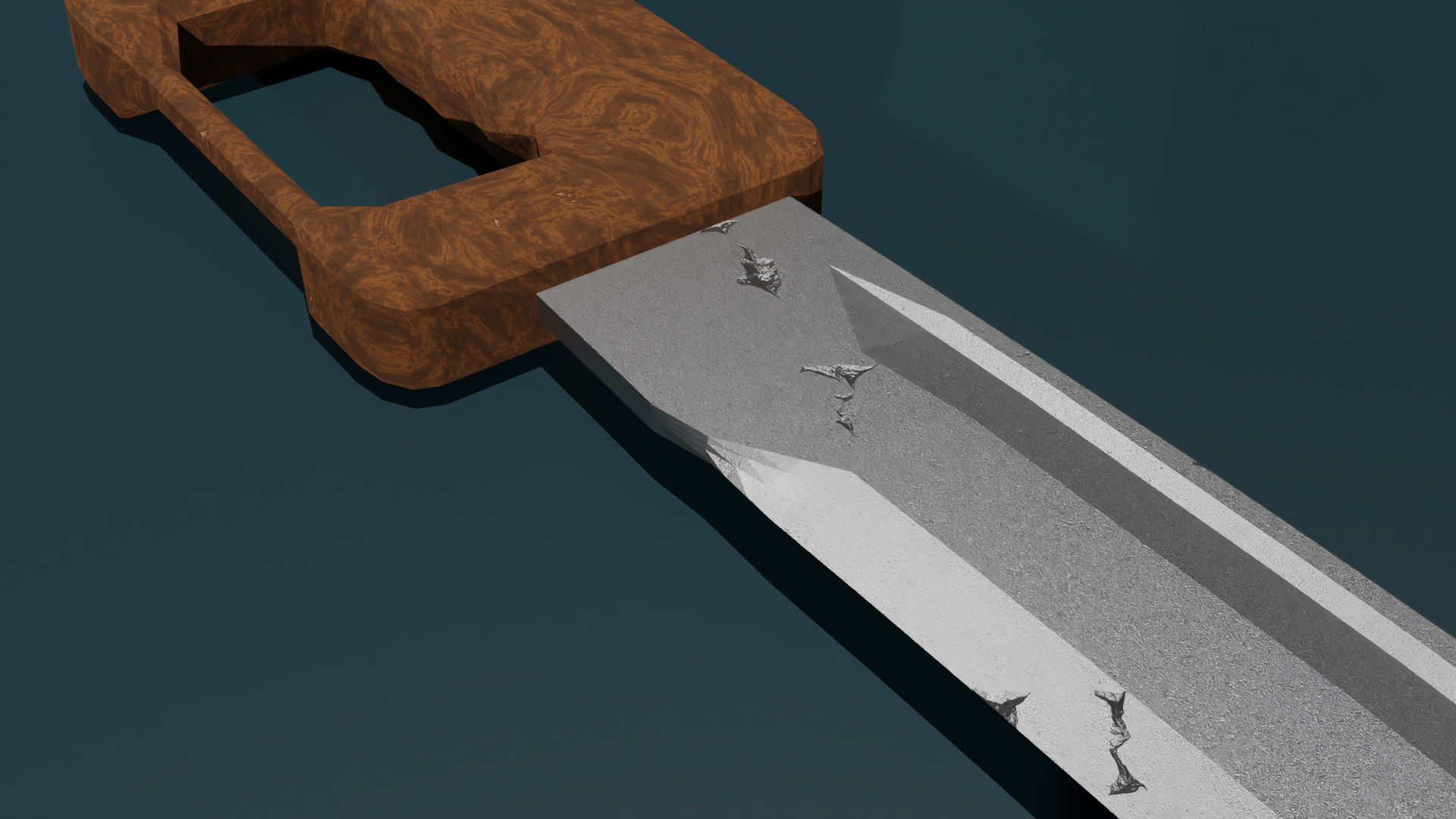 game ready low poly sword knife with wooden handle Free low-poly 3D model_4