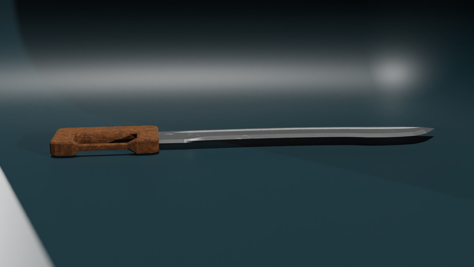 game ready low poly sword knife with wooden handle Free low-poly 3D model_2