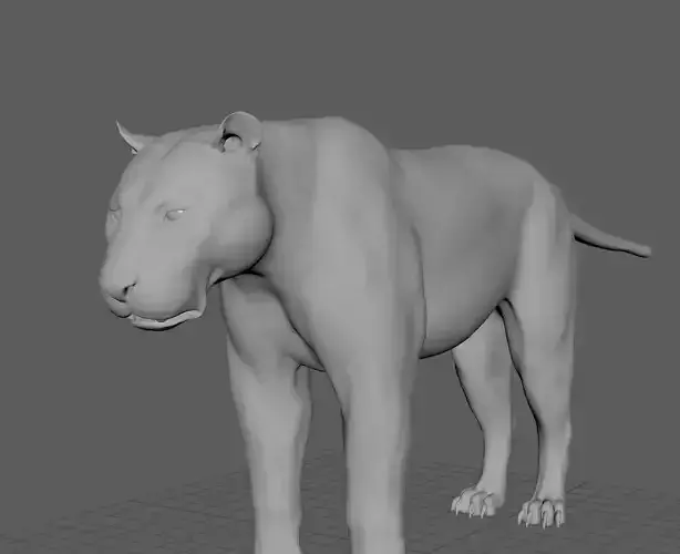 Tiger with bones and UVs 3D model