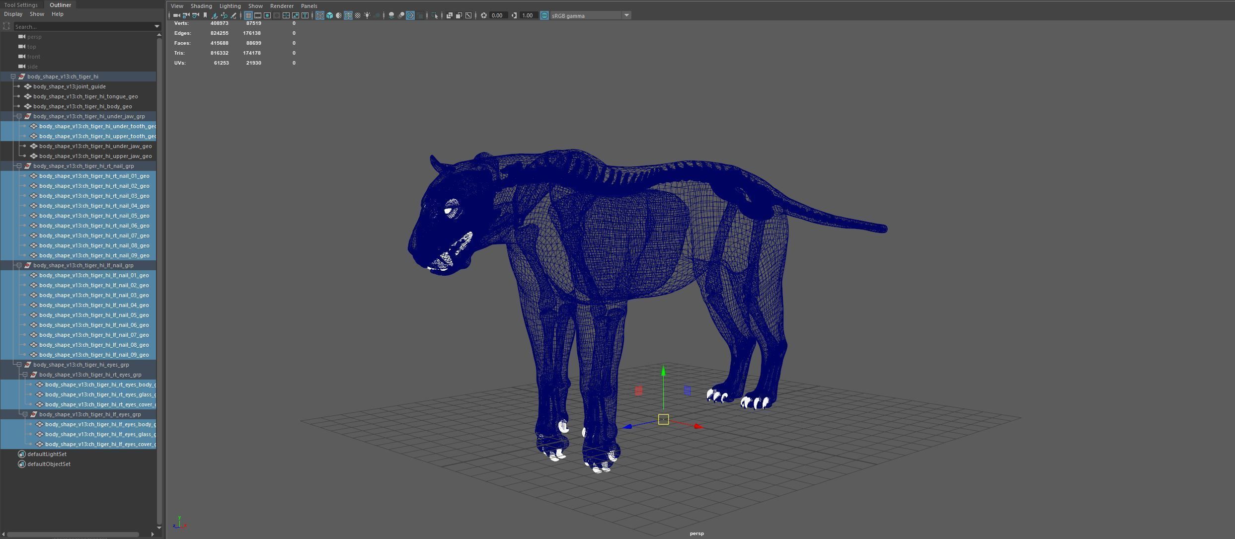 Tiger with bones and UVs 3D model_7