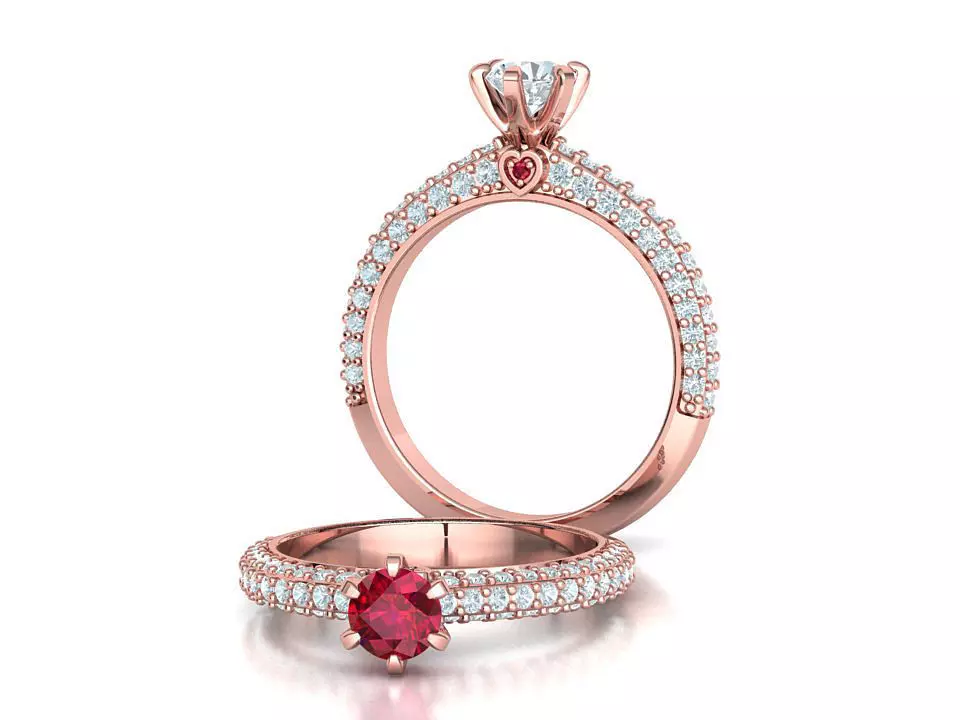 Own Design Solitaire Diamond Engagement Ring with 5mm stone 3D print model