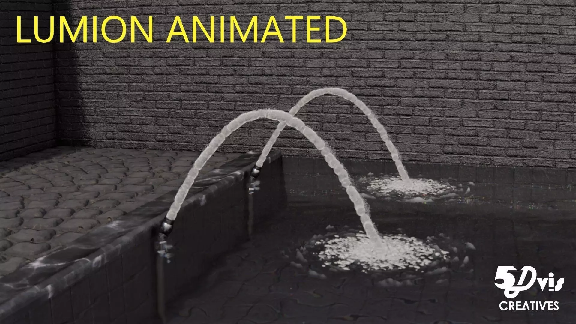 LUMION ANIMATED FOUNTAIN Jet arc fountain CHAMPAGNE FROTH FLOW 3D model