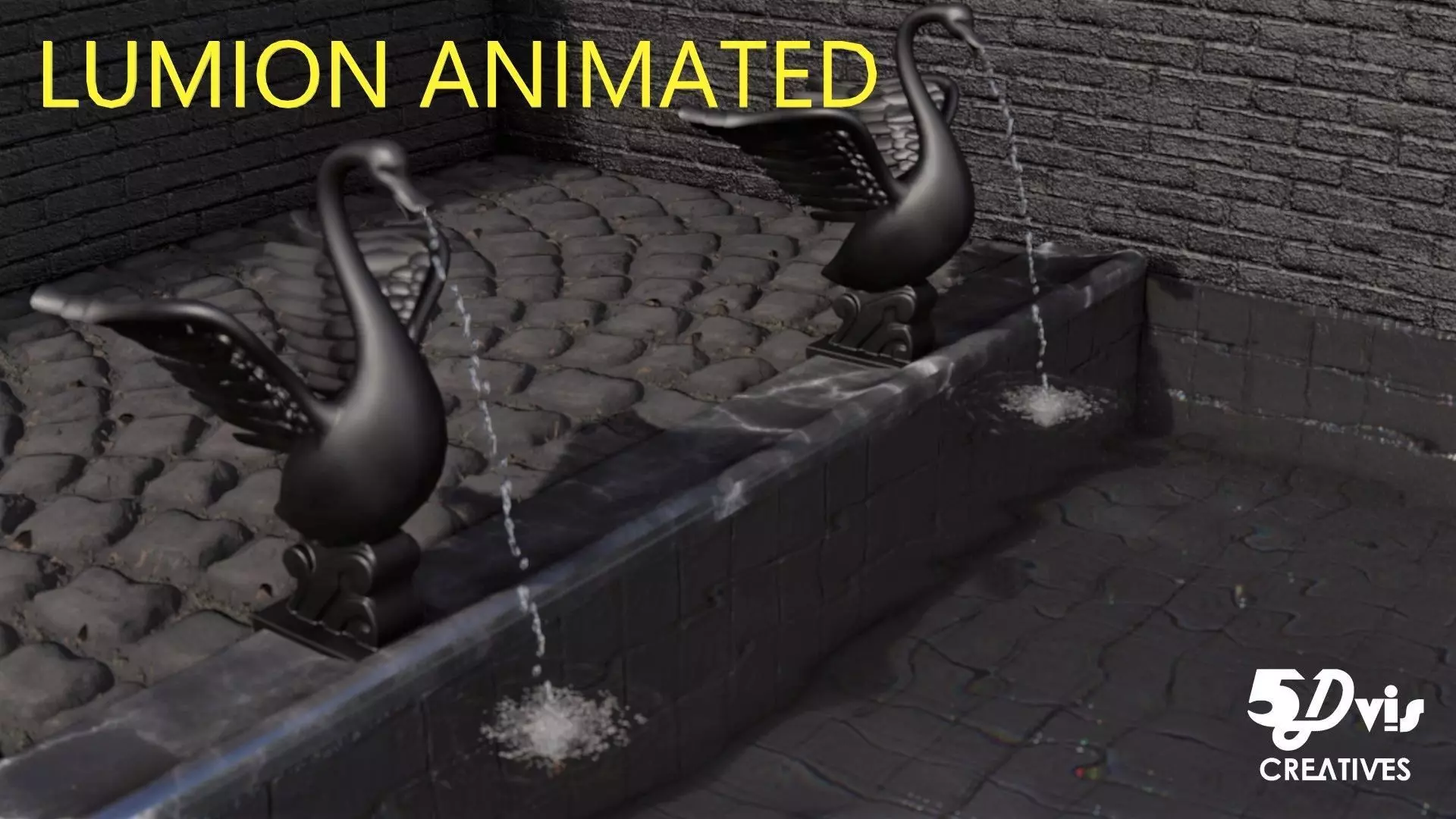 LUMION ANIMATED FOUNTAIN swan figurine water fountain 3D model