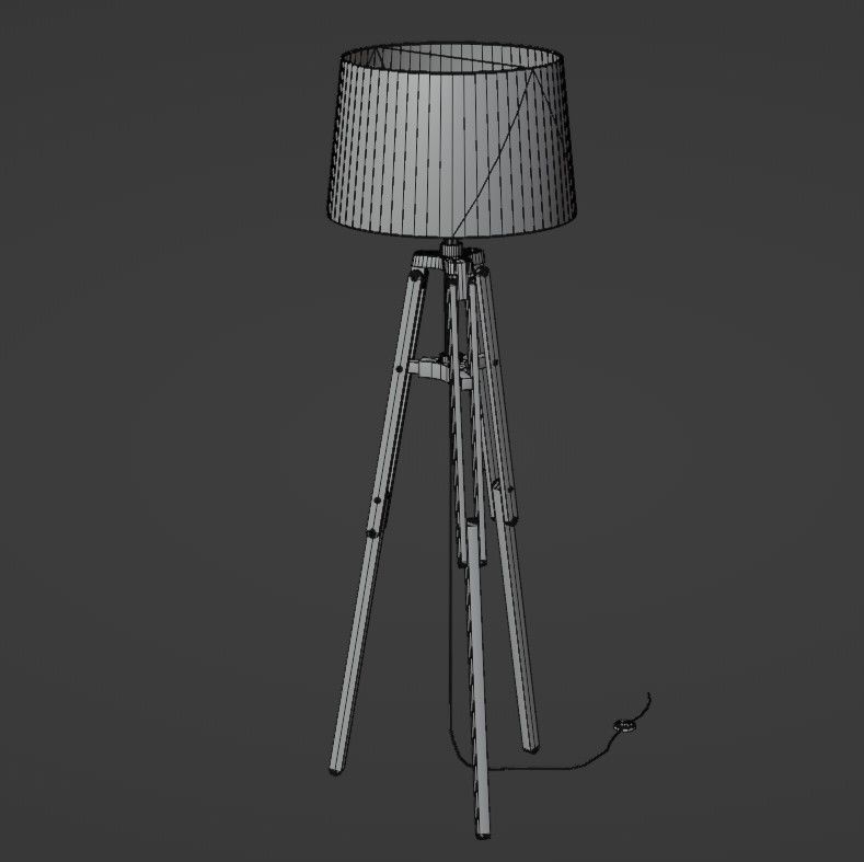 Tripod floor lamp Low-poly 3D model_33