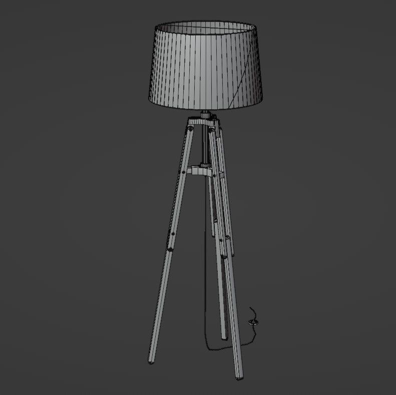Tripod floor lamp Low-poly 3D model_32