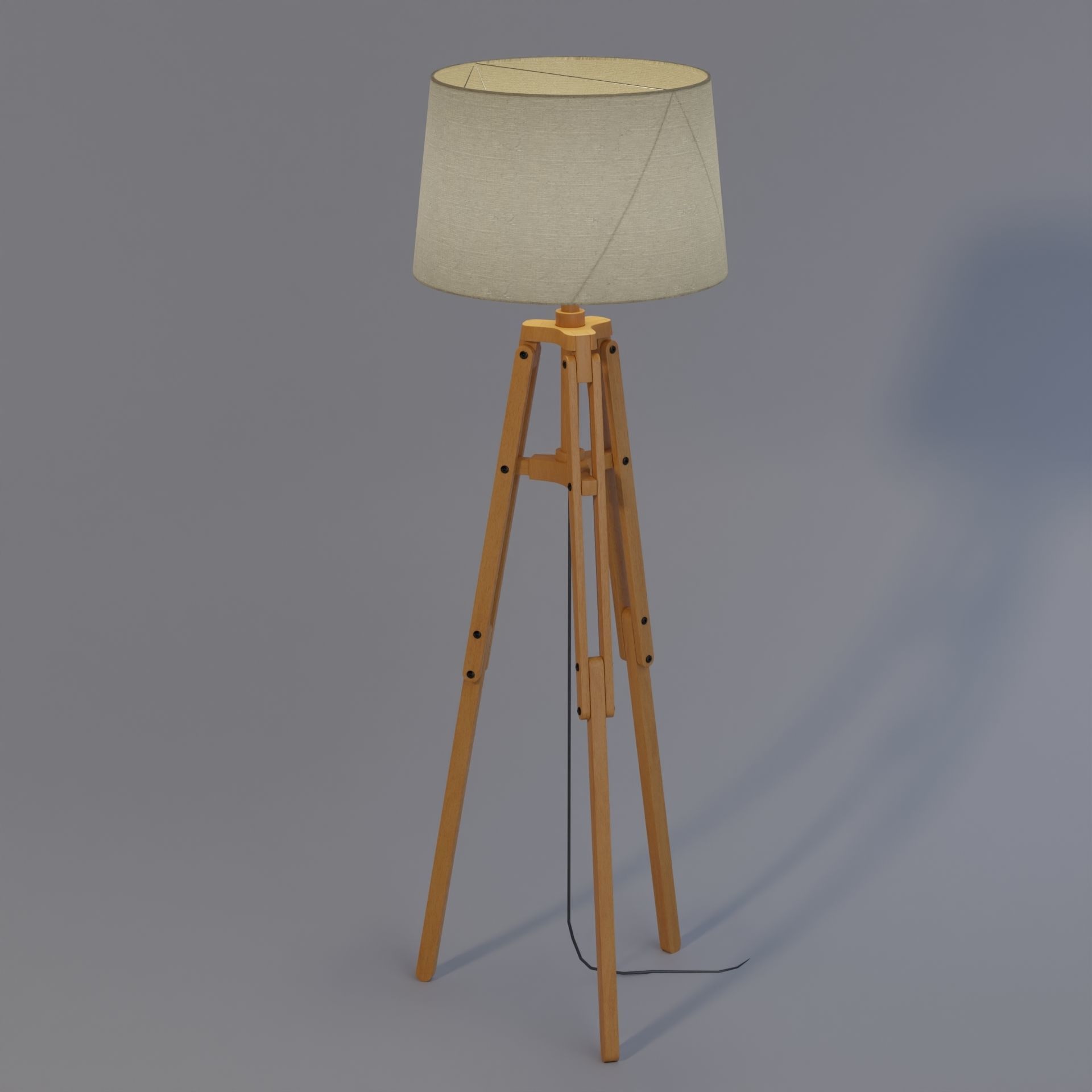 Tripod floor lamp Low-poly 3D model_5