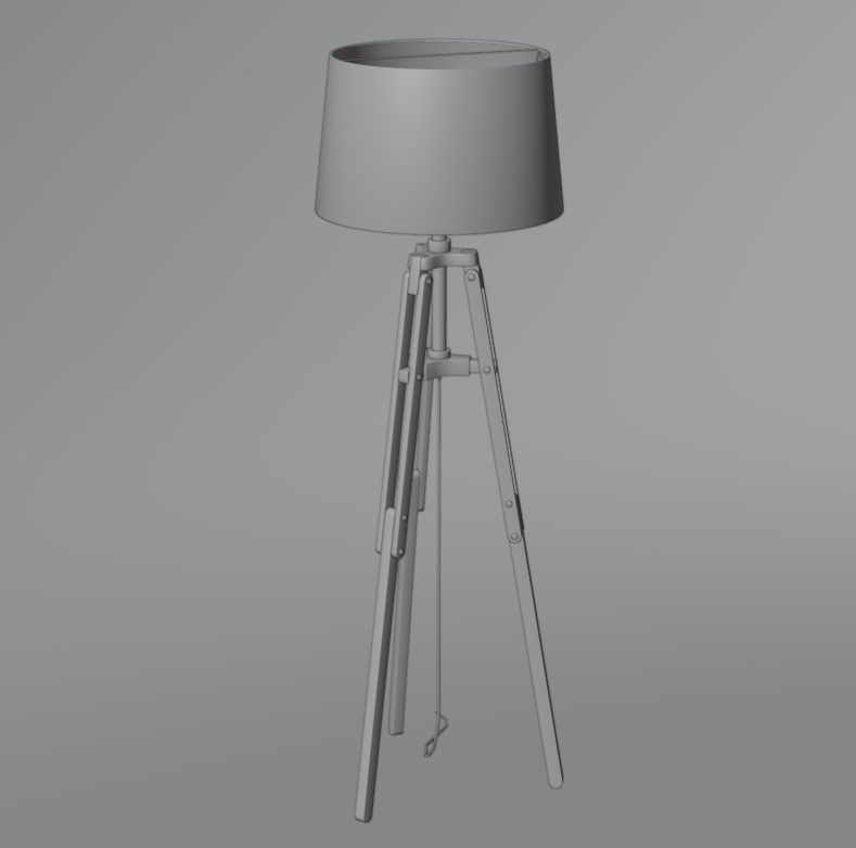 Tripod floor lamp Low-poly 3D model_16