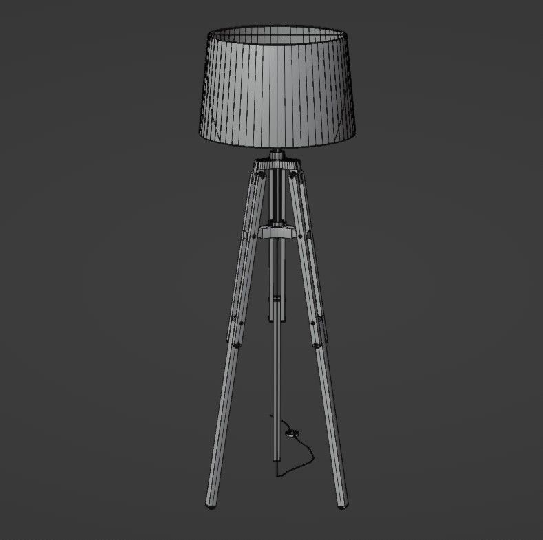 Tripod floor lamp Low-poly 3D model_31