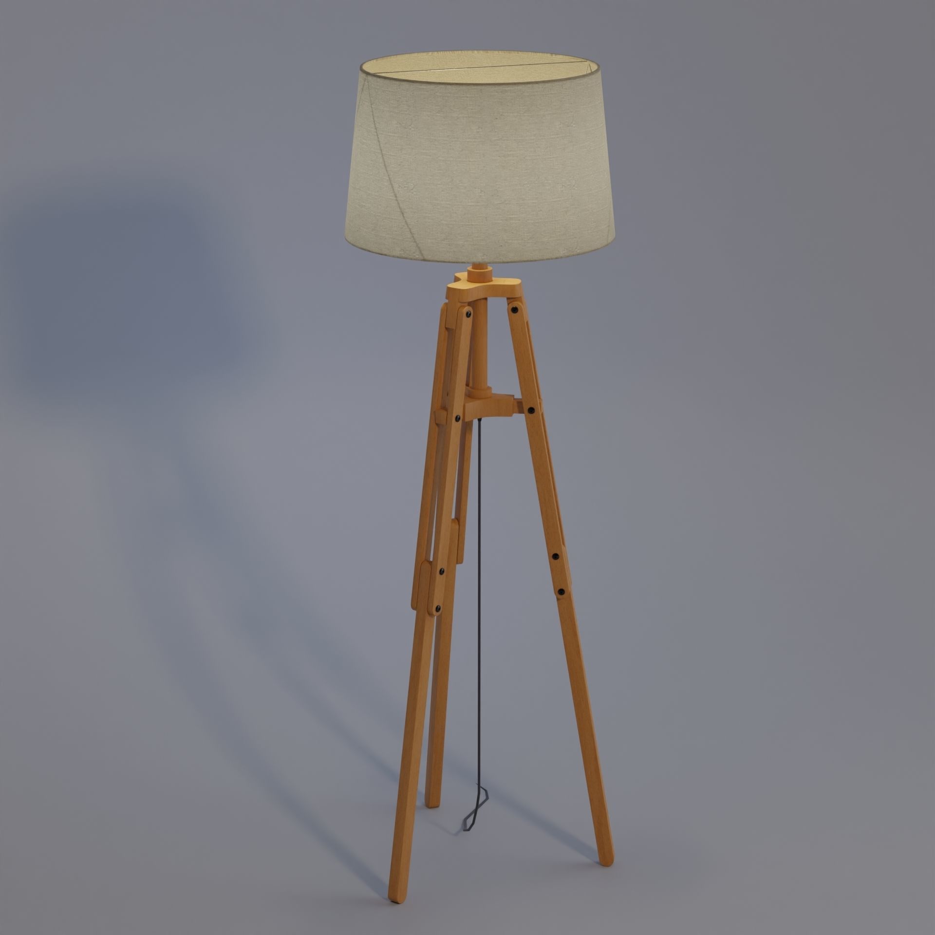Tripod floor lamp Low-poly 3D model_2