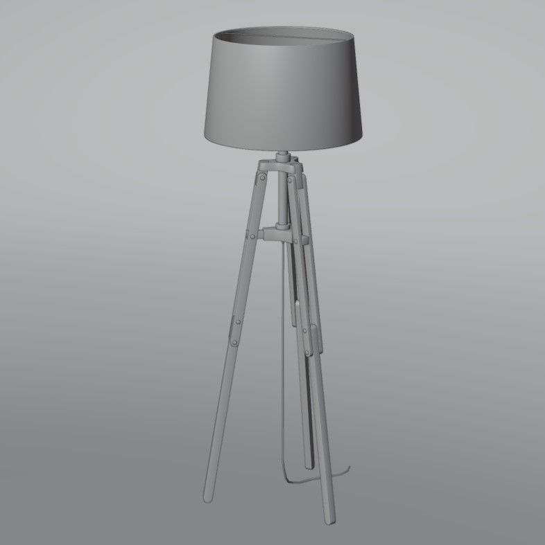 Tripod floor lamp Low-poly 3D model_18