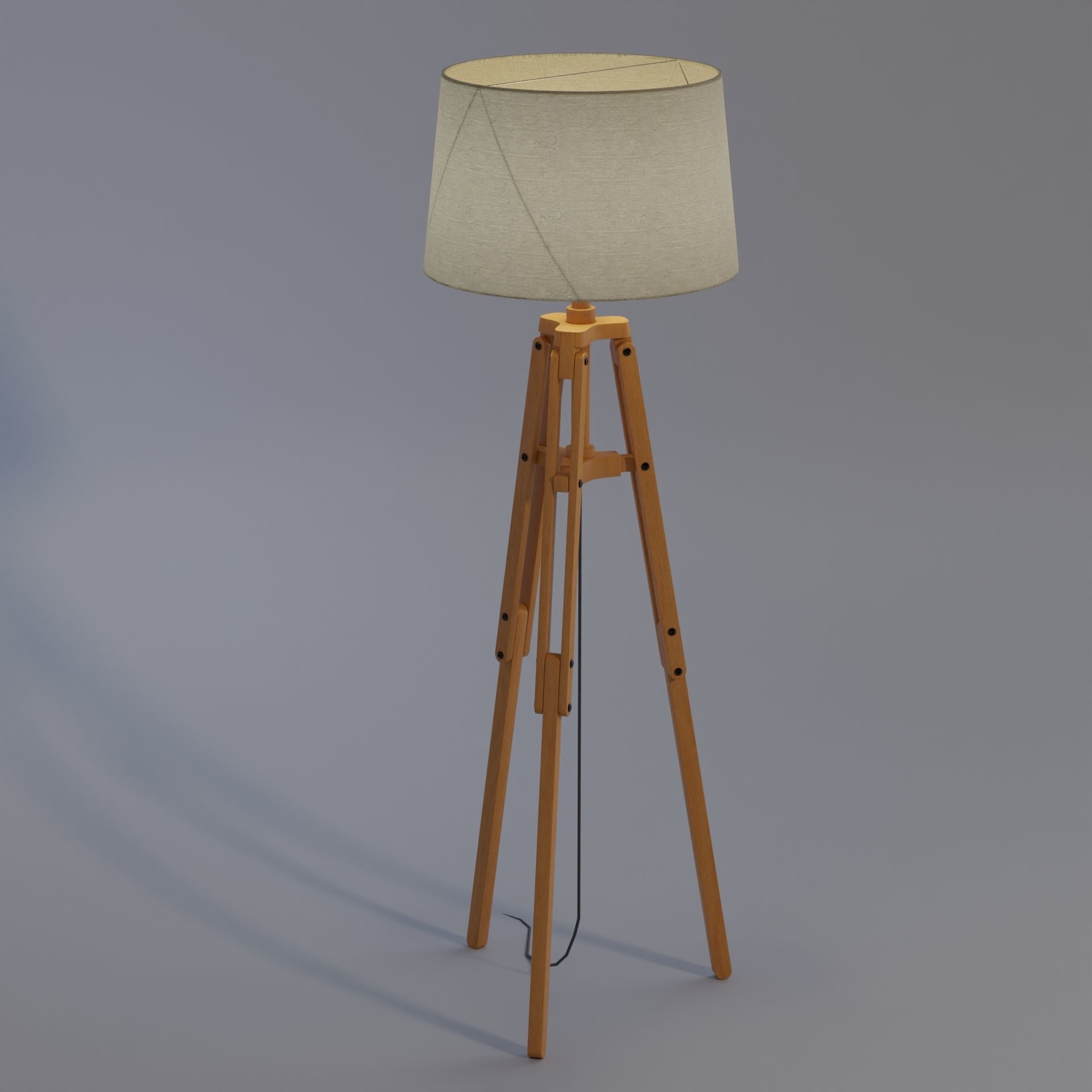 Tripod floor lamp Low-poly 3D model_1