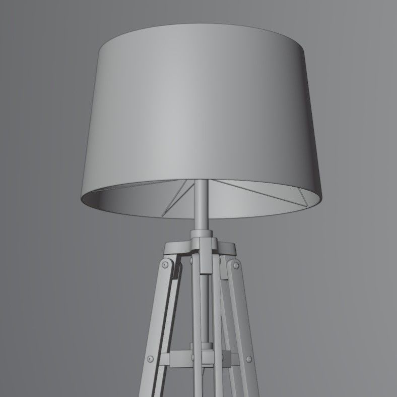 Tripod floor lamp Low-poly 3D model_21