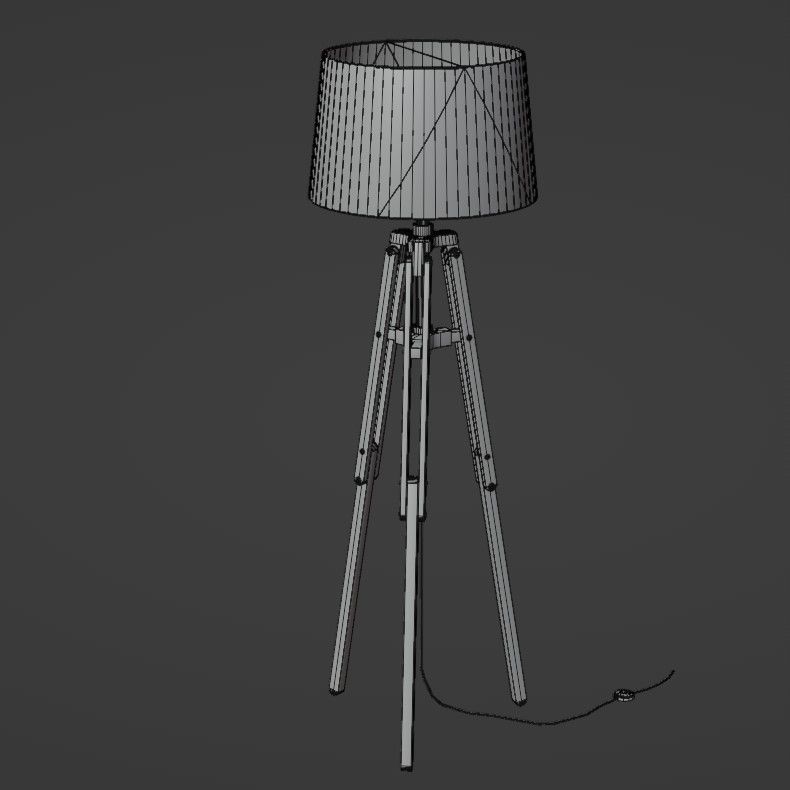 Tripod floor lamp Low-poly 3D model_34