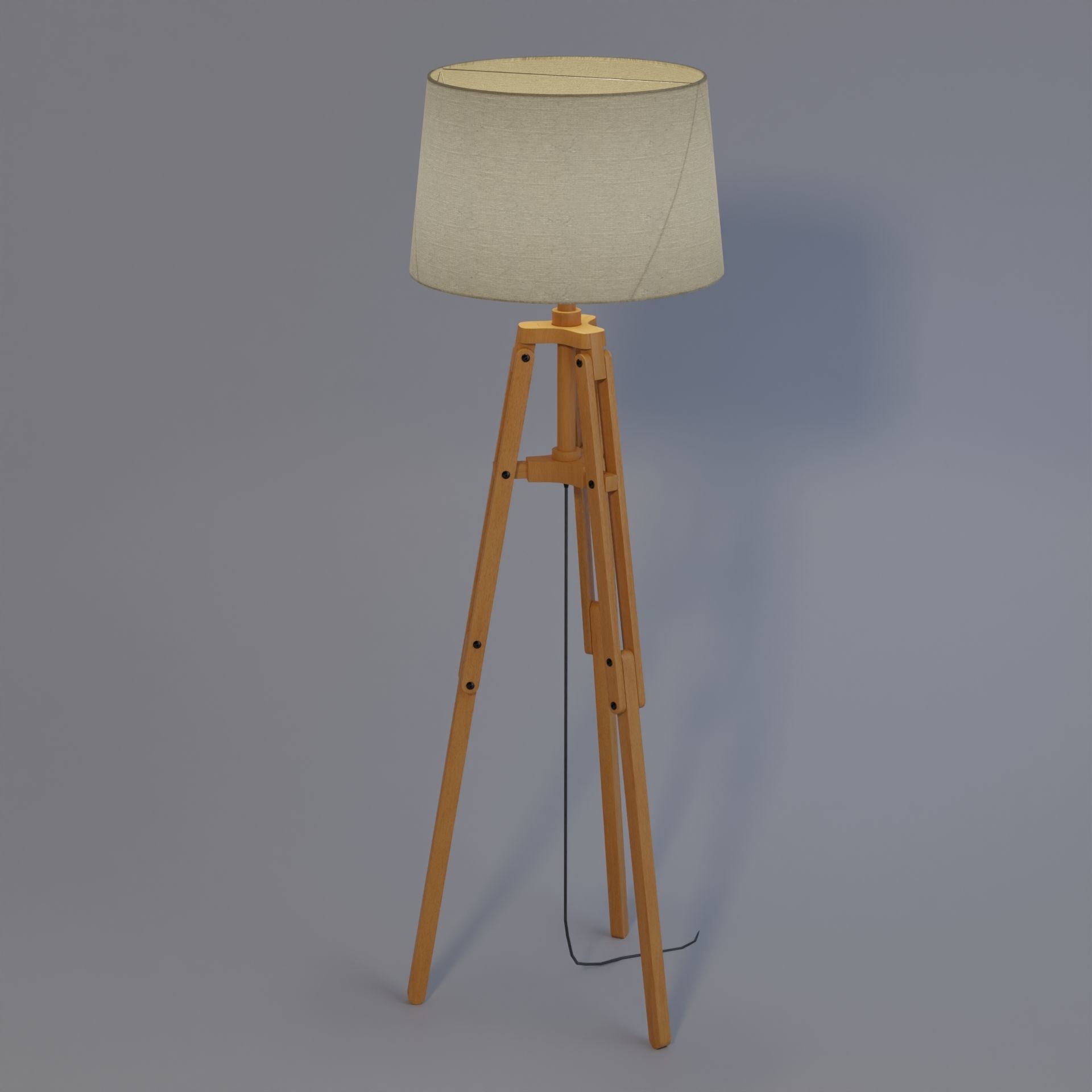 Tripod floor lamp Low-poly 3D model_4