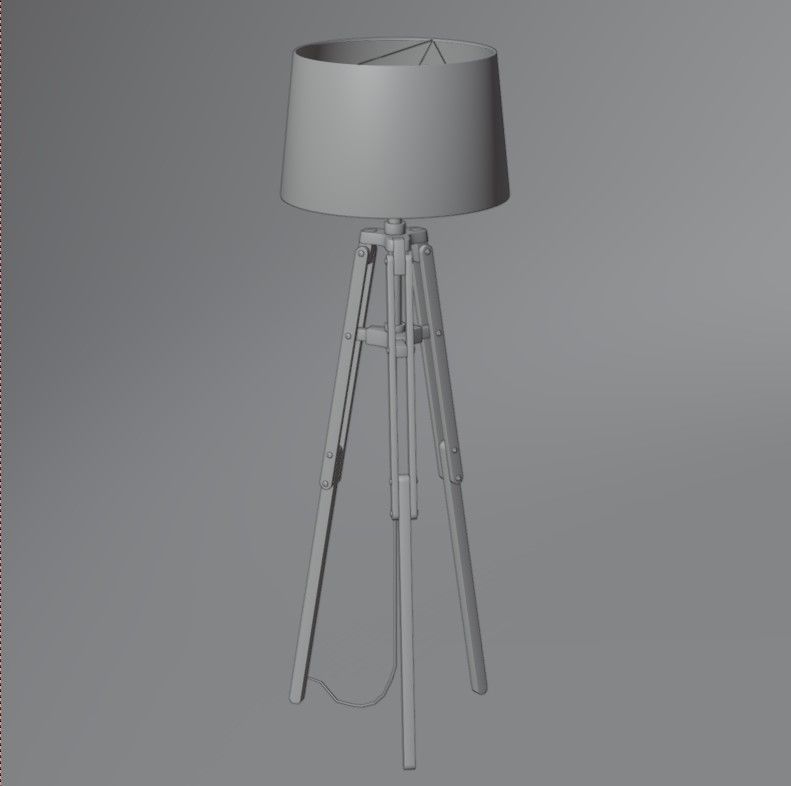 Tripod floor lamp Low-poly 3D model_14