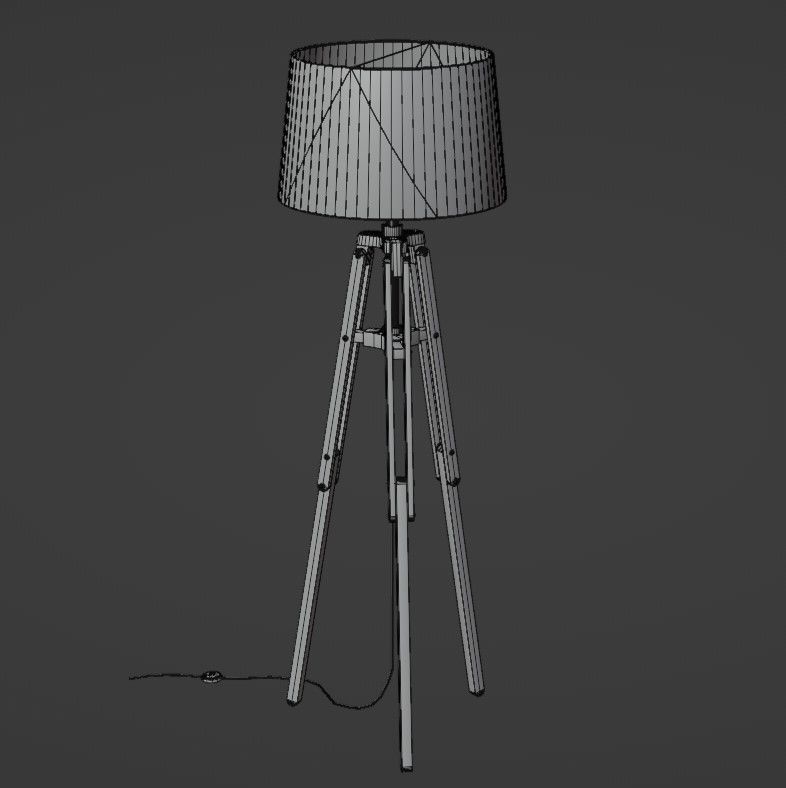 Tripod floor lamp Low-poly 3D model_28