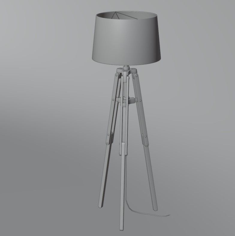 Tripod floor lamp Low-poly 3D model_20