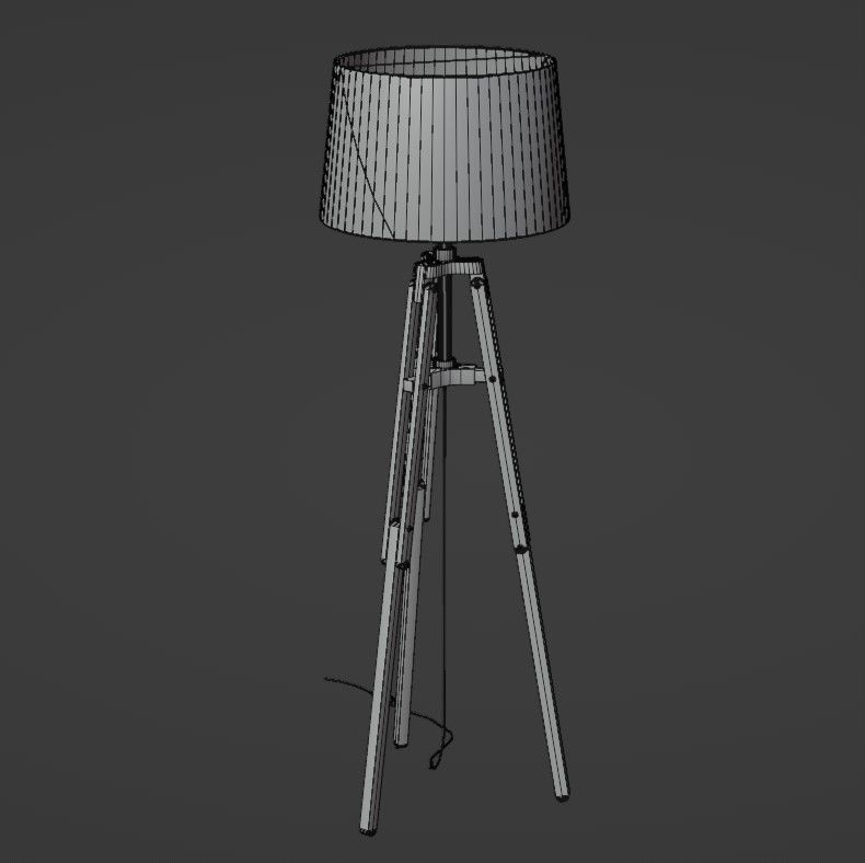 Tripod floor lamp Low-poly 3D model_30